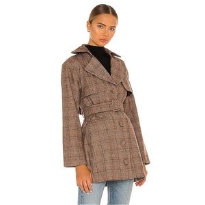 New DIVINE HERITAGE Wool Blazer Belted Trench Mini Dress in Fawn
